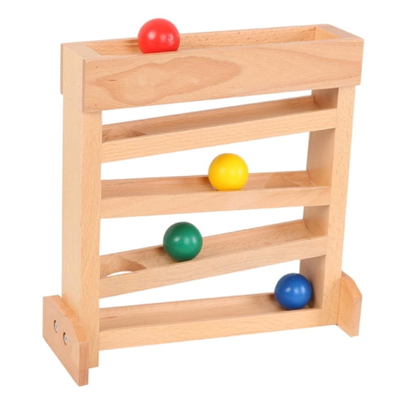 Lazsy 4 Pieces Montessori Ball Tracker Wooden Car Ramp Drop Maze Toy Movement Tracking Function Suitable for Toddler Early Learning Playroom Gift Giving 31.5x31.5x11cm