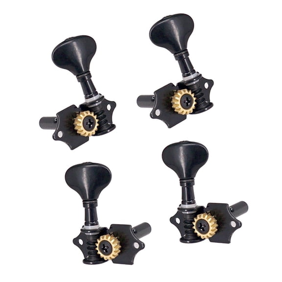 Lazsy 4pcs 2R2L String Tuning Peg Gear Electric Ukulele Tuner Machine Heads Black