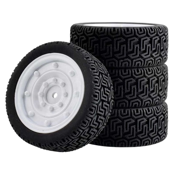 Lazsy 4x Rubber Tires Tyre Hubs Wheel Rims for Wltoys 144001 1/10 RC Car Buggy Off-Road Car Truck Model Replacement Spare Parts White