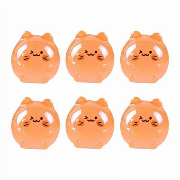 Lazsy 4x6Pcs Miniature Cat Figurines Cute Car Ornaments for Outdoor Living Room Home Orange