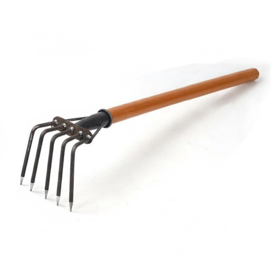 Lazsy 5 Tine Beach Rake Versatile   Digging Rake Heavy Duty Gardening Tool for Vegetable Bed