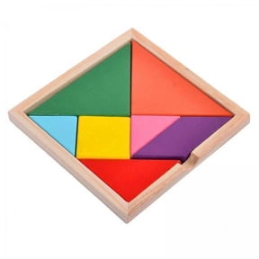 Lazsy 5xWooden Tangrams Brain Teaser Learning Toys for Kids IQ Toy Manipulatives Games Brain Logical Blocks for Kindergarten Ages 4-8 5 Pcs