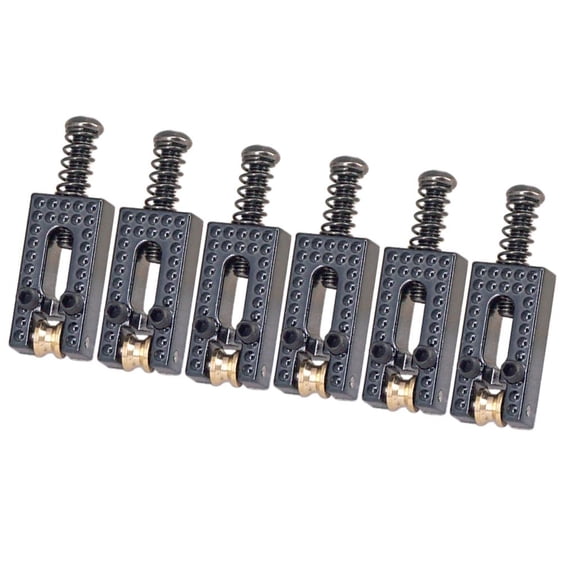 Lazsy 6 Pieces Roller String Saddle Bridge for Electric Guitar Black