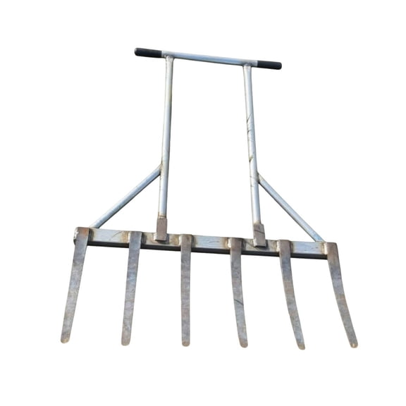 Lazsy 6-Tine Fork Flat Tines Wide-Head Digging Fork Welded Agricultural Implement, 6-teeth
