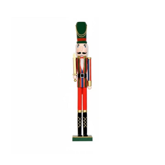 Lazsy 66cm Nutcracker Decoration Handcrafted Tall Wooden Nutcracker Large Size Christmas Guard Statue for Holiday