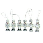 Lazsy 6Pcs Christmas Nutcracker Ornaments Set Hanging Decorations Desk Home Decor Wood