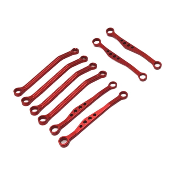 Lazsy 8 Pieces Metal Chassis Link Rod Pull Rod Set, Front and Rear Suspension Link Rod Red