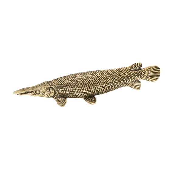 Lazsy Alligator Gar Sculpture Brass Figurine Rustic Collection Miniature Vintage Style