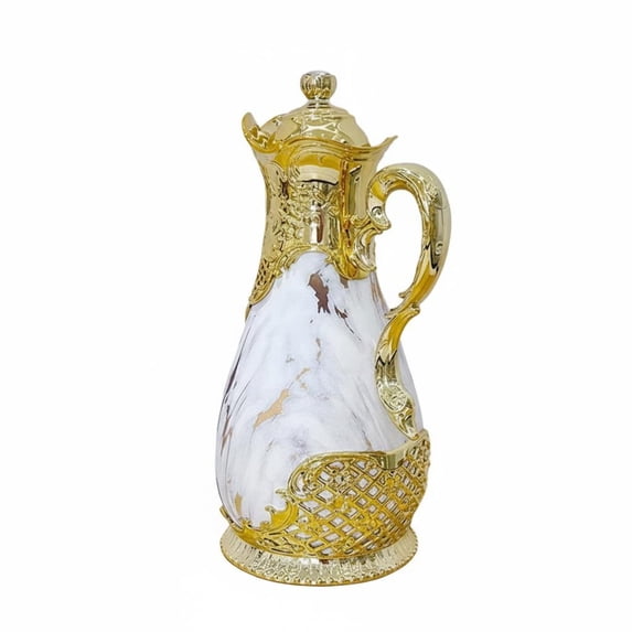 Lazsy Arabian Style Thermal Carafe Glass Liner Ornate Insulated Coffee Pot Long Insulation Middle Eastern Middle Eastern Coffee Pot for Home, Parties