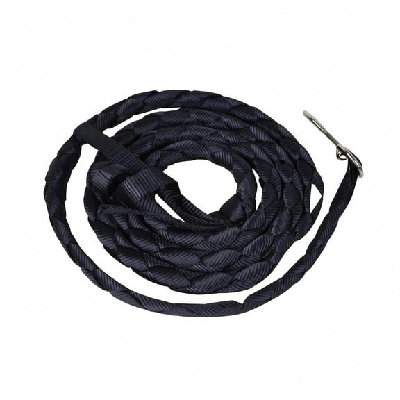 Lazsy Braided Horse Guide Rope Round Woven Guide Rope with Hook Black Equestrian Gear, Black