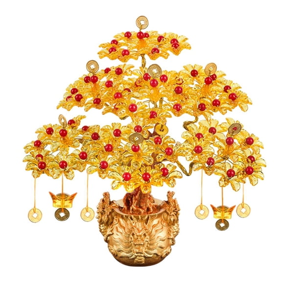 Lazsy Bring Gold Luck DIY Money Tree Feng Shui Figurine Bonsai Style Prosperity Wealth