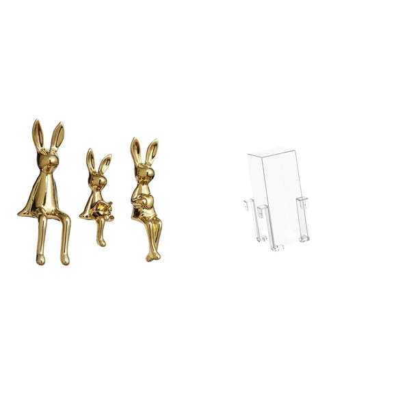 Lazsy Bunny Family Figurine Statues Desk Display Table Centerpiece Ornament Animal Sculpture for Cabinet Bookshelf Decor Aquarium Accessories Decoration Wit