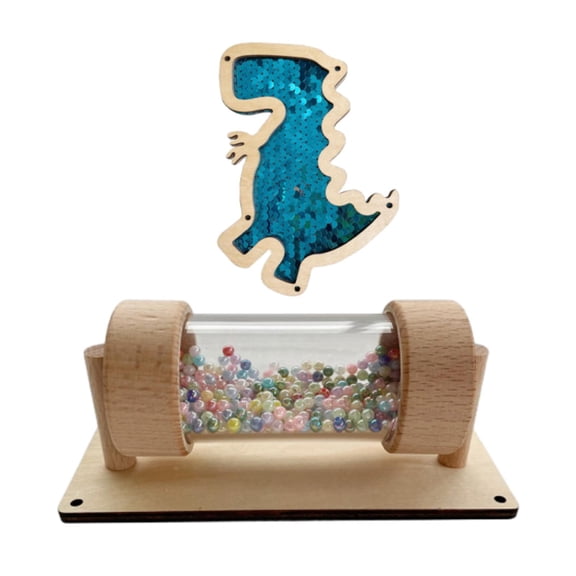Lazsy Busy Board Part Educational Learning Sensory Toy Sequined Dinosaur Rainmaker Toy Dinosaur Blue