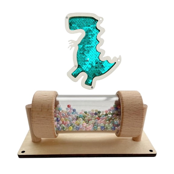 Lazsy Busy Board Part Educational Learning Sensory Toy Sequined Dinosaur Rainmaker Toy Green Dinosaur