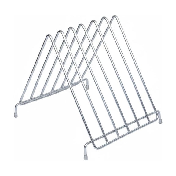 Lazsy Butcher Block Rack Cutting Board Organizer Chopping Holder Solid Stainless Steel 6 Slot Storage Promotes Ventilation for Food Service Stations and Kitchen Counters