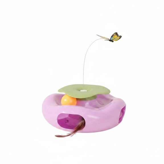 Lazsy Butterfly Pursuit Toy Interactive Electric Butterfly Cat Toy Self-Play Electric Cat Teaser for Indoor, Purple