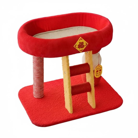 Lazsy Cat Tree Scratching Post Ladder Four Season Mat for Medium Cats and Small Apartments Space Saving Stable Design