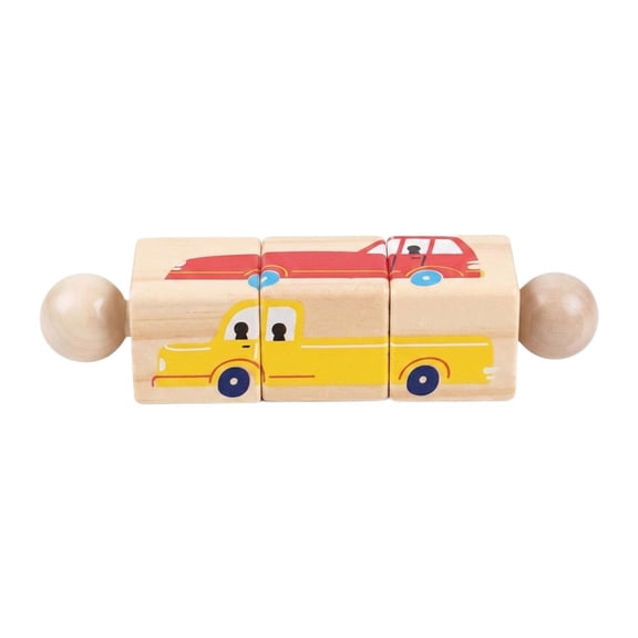 Lazsy Children's Wooden Rotating Puzzle Block Cognitive Development Toy for Building Traffic