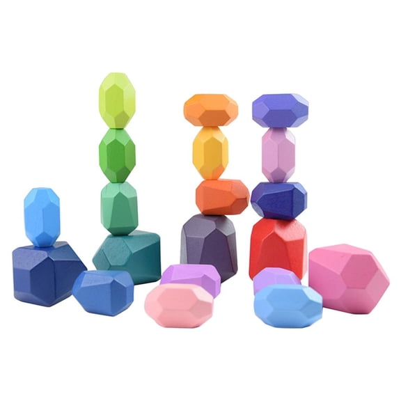 Lazsy Colorful Set of Wood Equilibrium Blocks, Set of Blocking Blocks Building Blocks 20 Pieces B