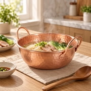 Lazsy Copper Pot Saucepan Cookware Hammered Uncoated Material with 20cm Diameter Size for Home Cooks Stovetop Use