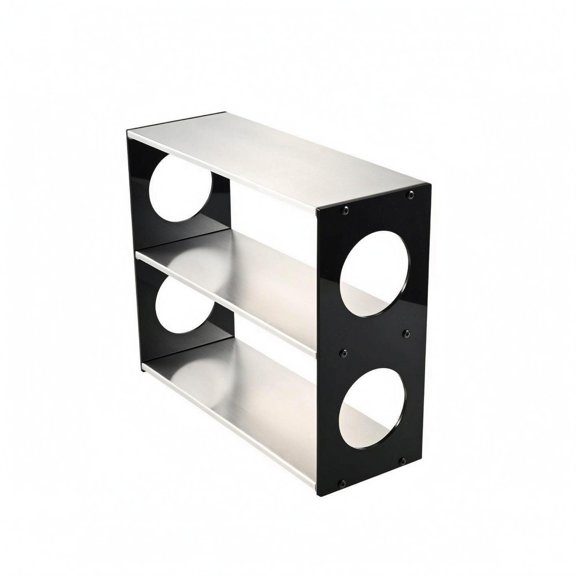 Lazsy Desktop Storage Rack Cutout Side Panels Countertop Display Shelf Open-Frame, Black, 3-layer