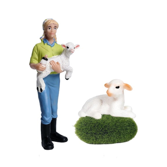 Lazsy Detailed Texture Farm Animals Figures Toy Keeper Farmer Learning Toys Sand Table C