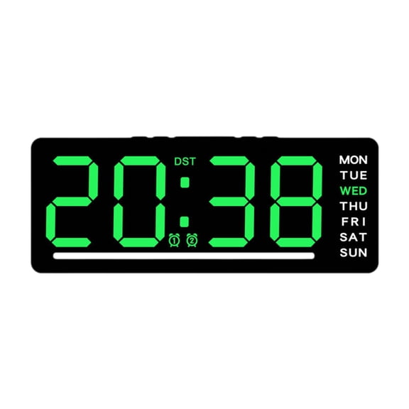 Lazsy Digital Clock Easy to Read Home Decor with Date Day of Week LED Clock Desk Clock Green Number