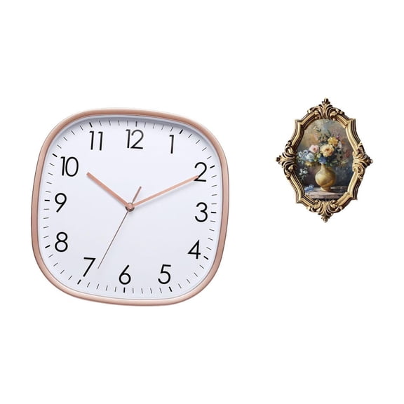 Lazsy Digital Wall Clock with Picture Frame Set Large Wall Clock Bedroom Clock Living Room Clock Photo Frame Display Quiet Sweep Movement Vintage Style Suit