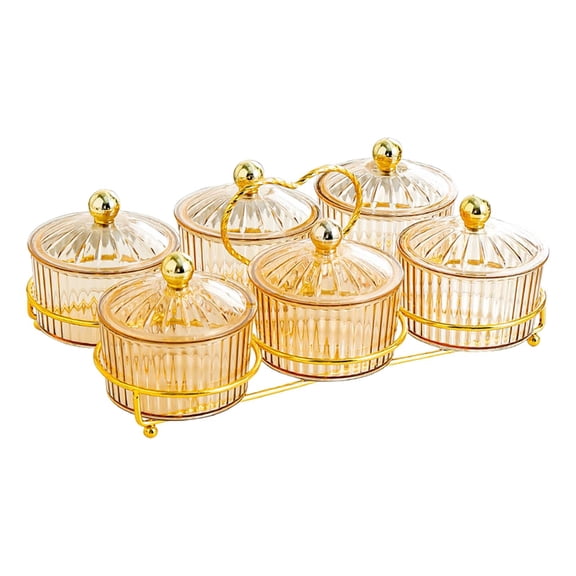 Lazsy Divided Dried Fruit Plates Multipurpose Kitchen Seasonning Jars Food Storage Box 6 Grids
