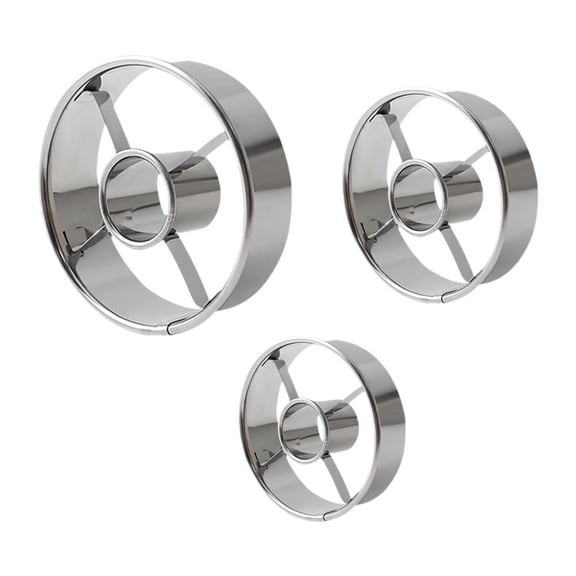 Lazsy Donut Cut Kitchen Baking Tool Stainless Steel Ergonomic Design for Making Donuts 3Pcs Silver