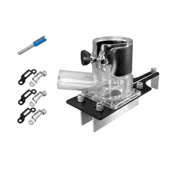 Lazsy Dust Collection Router Jig Transparent Body Slotting Router Jig with Cutter and Wrench Carpentry Tool, Single-side Mold