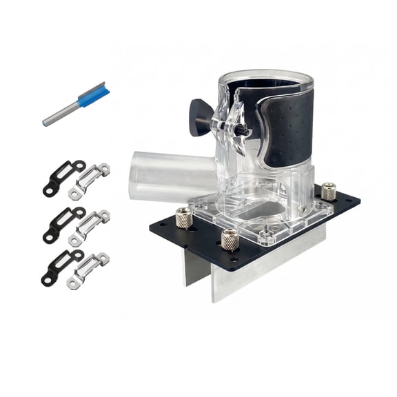 Lazsy Dust Collection Router Jig Transparent Body Slotting Router Jig with Cutter and Wrench Carpentry Tool, Slotting Mold