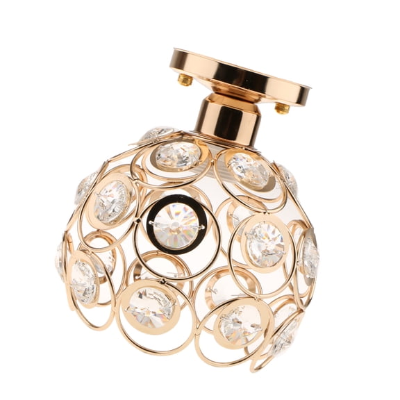 Lazsy Elegant Iron Crystal Ceiling Light Cover Chandelier Pendant Lampshade Gold