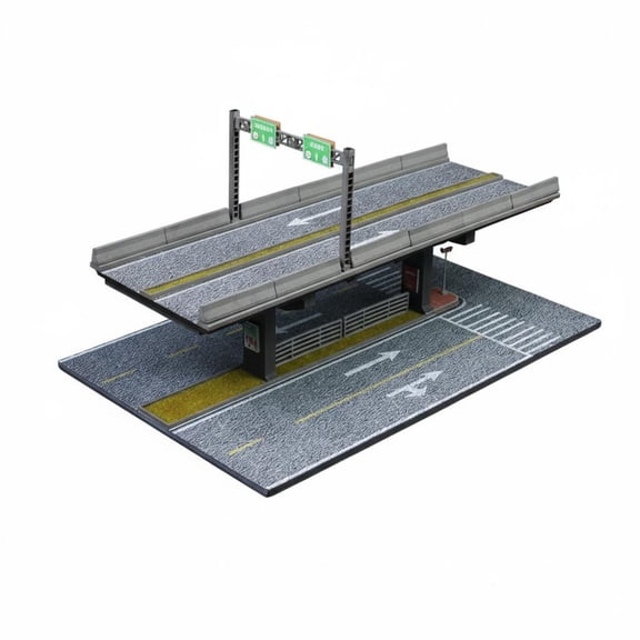 Lazsy Elevated Bridge Scene Overpass Diorama Model Kit Double Layer PVC Base 1 64 Scale for Hobbyists Collectors Room Display