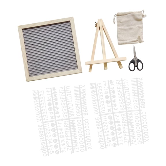 Lazsy Felt Letter Board Desk Ornament Bulletin Board Wood Frame Classic with Stand for Gray