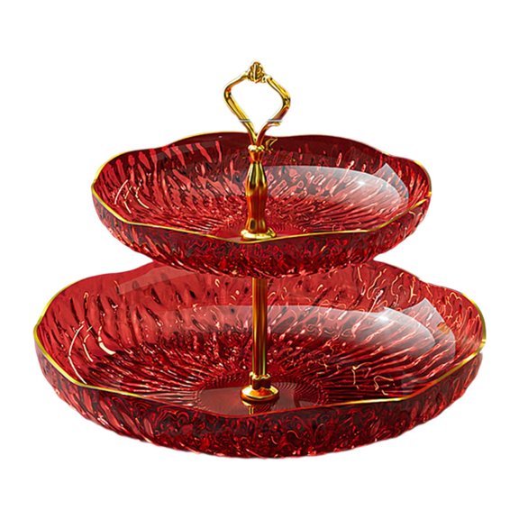 Lazsy Fruit Plate Cake Stand Food Storage Organizer Cupcake Stand Serving Platters for 2 Tier
