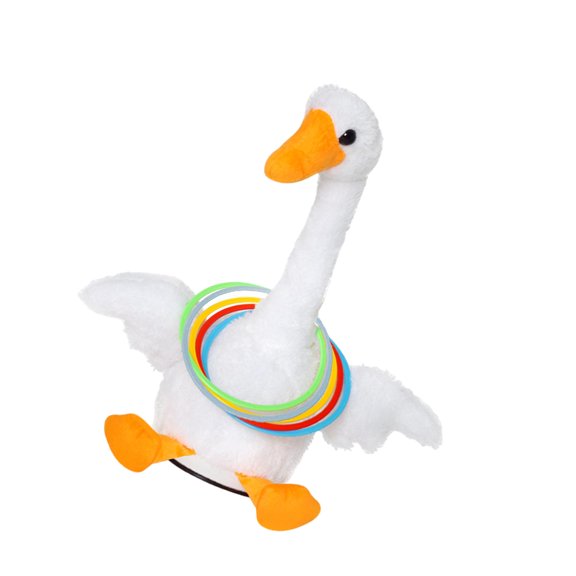 Lazsy Goose Toss Toy Chasing Tossing Game Imagination Talking Dancing Goose Soft Plush white