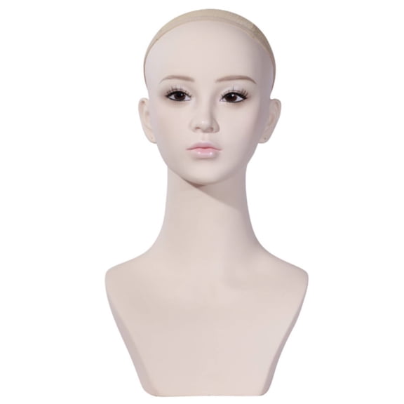 Lazsy Hairpiece Store Model Head Pin-Stitch Surface PVC Mannequin Head Makeup Face for Hair Stylists, Salon, Pvc Wig Styling