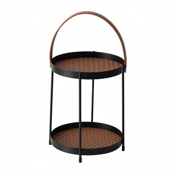 Lazsy Handle Basket Rack Black Metal Tray-Style Storage Rack Iron for Countertop, Desktop, Coffee