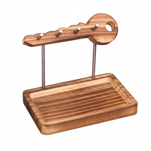 Lazsy Hardwood Key Holder Large Capacity Key Organizer Stand Space Home Storage Storage for Entryway