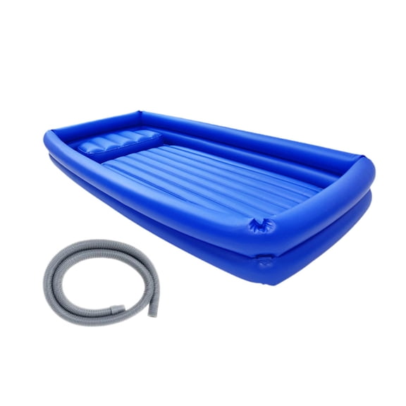 Lazsy Inflatable Bathtub Bedside Shower Bathtub Lightweight Sturdy Foldable Bed Shower Blue