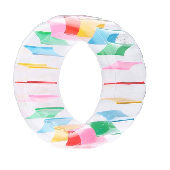 Lazsy Inflatable Water Wheel Sturdy Colorful Inflatable Tube Rainbow Colors Aquatic Fun Roller Tube for Outdoor