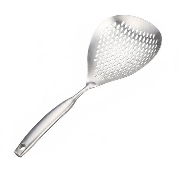Lazsy Japanese Skimmer Spoon a-Piece Handle Perforated Skimmer Spoon Deep Head Stainless Stainless Strainer Strainer, Jp-style L Deep