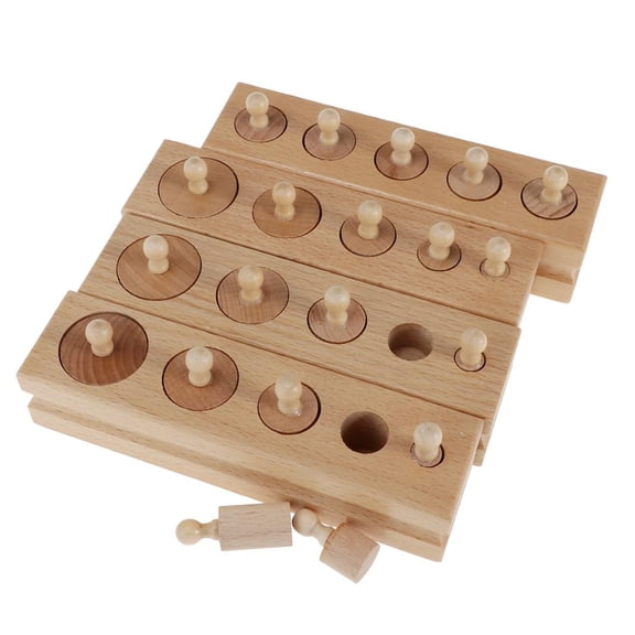 Lazsy Kids Montessori Toy - Knobbed Cylinder Blocks Hand-Eye Coordination Training