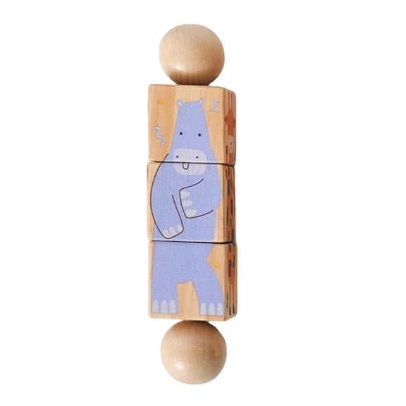 Lazsy Kids Rotating Puzzle Toy Wooden Rotating Brain Teaser Hand Grasping Puzzle Game Style C