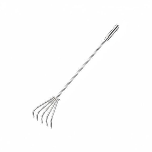 Lazsy Long Handle Garden Rake Undesirable Vegetation Removing Stainless Metal Handheld Rake Rust Resistant Garden Cultivator for Vegetable Plot, Flower Bed, 100CM+5 Teeth