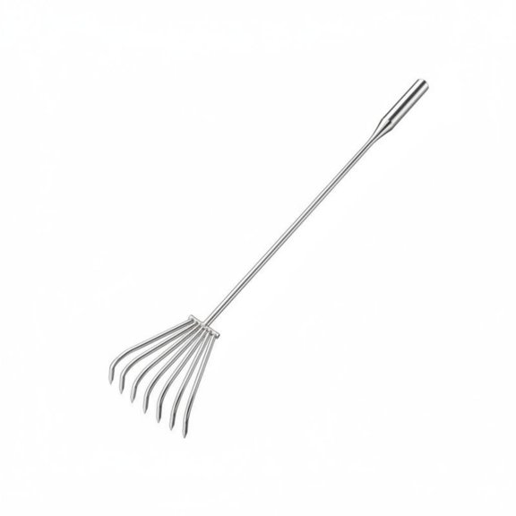 Lazsy Long Handle Garden Rake Undesirable Vegetation Removing Stainless Metal Handheld Rake Rust Resistant Garden Cultivator for Vegetable Plot, Flower Bed, 100CM+7 Teeth