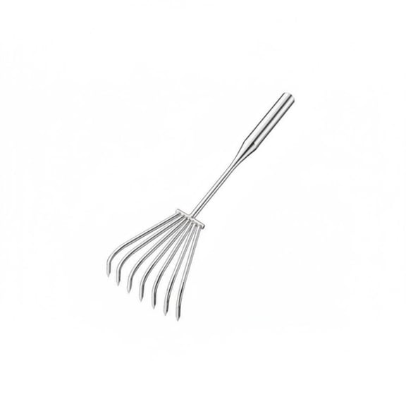 Lazsy Long Handle Garden Rake Undesirable Vegetation Removing Stainless Metal Handheld Rake Rust Resistant Garden Cultivator for Vegetable Plot, Flower Bed, 50CM+7 Teeth