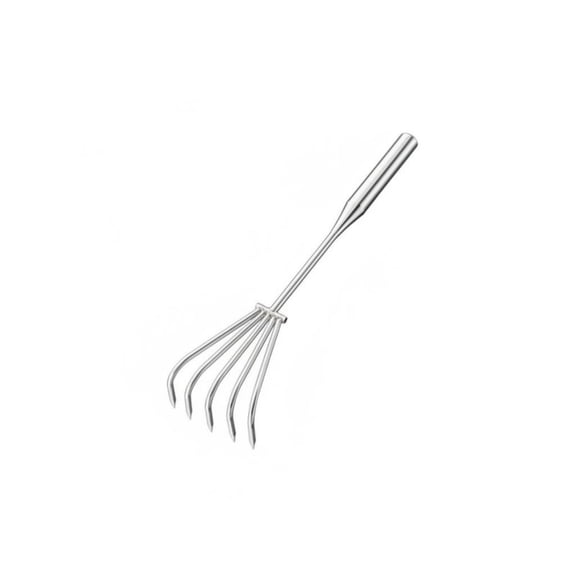 Lazsy Long Handle Garden Rake Undesirable Vegetation Removing Stainless Metal Handheld Rake Rust Resistant Garden Cultivator for Vegetable Plot, Flower Bed, 50CM+5 Teeth