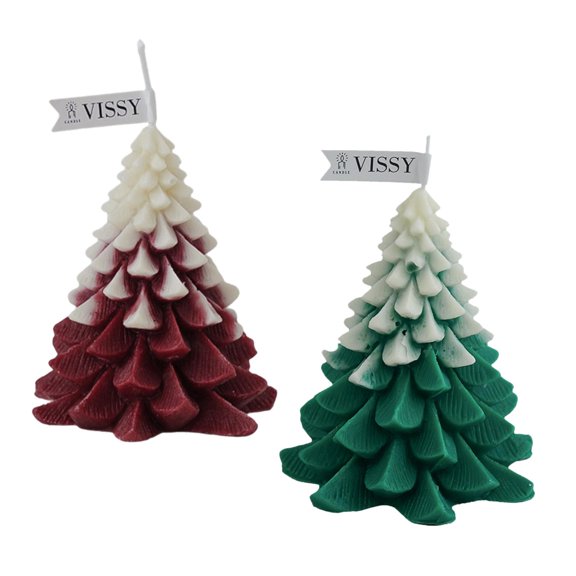 Lazsy Loviver 2x Christmas Tree Scented Statue Candle Party Office Decor Birthday Gift